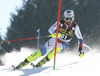 Markus Vogel of Switzerland skiing in first run of men slalom race of Audi FIS Alpine skiing World cup in Kranjska Gora, Slovenia. The 53rd Vitranc cup men slalom race of Audi FIS Alpine skiing World cup 2013-2014 was held on Sunday, 9th of March 2014 on Podkoren course in Kranjska Gora, Slovenia
