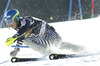 Jens Henttinen of Finland skiing in first run of men slalom race of Audi FIS Alpine skiing World cup in Kranjska Gora, Slovenia. The 53rd Vitranc cup men slalom race of Audi FIS Alpine skiing World cup 2013-2014 was held on Sunday, 9th of March 2014 on Podkoren course in Kranjska Gora, Slovenia
