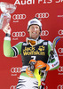 Second placed Fritz Dopfer of Germany at the flower ceremony of the men slalom race of Audi FIS Alpine skiing World cup in Kranjska Gora, Slovenia. The 53rd Vitranc cup men slalom race of Audi FIS Alpine skiing World cup 2013-2014 was held on Sunday, 9th of March 2014 on Podkoren course in Kranjska Gora, Slovenia
