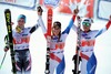 Elisabeth Goergl (AUT/2 Platz), Lara Gut (SUI/1 Platz), Fraenzi Aufdenblatten (SUI/3   Platz) during Womens Downhill of FIS Ski Alpine World Cup at the Pista Silvano Beltrametti in Lenzerheide, Switzerland on 2014/03/12.
