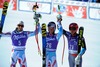 Thomas Mermillod Blondin (FRA/2 Platz), Alexis Pinturault (FRA/1 Platz), Bode Miller (USA/3   Platz) during Mens Super G of FIS Ski Alpine World Cup at the Pista Silvano Beltrametti in Lenzerheide, Switzerland on 2014/03/13.

