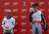 Marcel Hirscher (AUT) and Ted Ligety (USA) during mens Giant Slalom of FIS Ski Alpine World Cup finals at the Pista Silvano Beltrametti in Lenzerheide, Switzerland on 2014/03/15.
