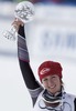 Mikaela Shiffrin (USA) with overall slalom crystal glove after ladies Slalom of FIS Ski Alpine World Cup finals at the Pista Silvano Beltrametti in Lenzerheide, Switzerland on 2014/03/15.
