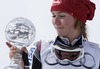 Mikaela Shiffrin (USA) with overall slalom crystal glove after ladies Slalom of FIS Ski Alpine World Cup finals at the Pista Silvano Beltrametti in Lenzerheide, Switzerland on 2014/03/15.
