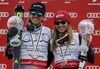 Ted Ligety (USA)and Mikaela Shiffrin (USA) after FIS Ski Alpine World Cup finals at the Pista Silvano Beltrametti in Lenzerheide, Switzerland on 2014/03/15.
