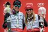 Ted Ligety (USA), Mikaela Shiffrin (USA) during Ceremony of the World champion of the mens Cup giant slalom and womens slalom of FIS Ski Alpine World Cup finals at the Pista Silvano Beltrametti in Lenzerheide, Switzerland on 2014/03/15.

