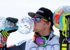 Ted Ligety (USA) celebrates his overall Giant slalom World cup victory with crystal globe after mens Giant Slalom of FIS Ski Alpine World Cup finals at the Pista Silvano Beltrametti in Lenzerheide, Switzerland on 2014/03/15.
