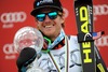 Ted Ligety (USA) celebrates his overall Giant slalom World cup victory with crystal globe after mens Giant Slalom of FIS Ski Alpine World Cup finals at the Pista Silvano Beltrametti in Lenzerheide, Switzerland on 2014/03/15.
