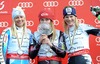 Frida Hansdotter (SWE), Mikaela Shiffrin (USA) and Marlies Schild (AUT) after ladies Slalom of FIS Ski Alpine World Cup finals at the Pista Silvano Beltrametti in Lenzerheide, Switzerland on 2014/03/15.
