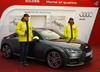 Samu Torsti (L) and Marcus Sandell (R) of Finland during Audi Media talk which was held in Soelden, Austria, ahead of start of Audi FIS Alpine skiing World Cup season 2014-2015. Audi Media talk was held in Giggi Tenne in Soelden, Austria, on Thursday, 23rd of October 2014.
