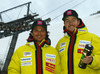 Marcus Sandell (L)  and Samu Torsti (R) of Finland during Audi Media talk which was held in Soelden, Austria, ahead of start of Audi FIS Alpine skiing World Cup season 2014-2015. Audi Media talk was held in Giggi Tenne in Soelden, Austria, on Thursday, 23rd of October 2014.
