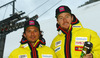 Marcus Sandell (L)  and Samu Torsti (R) of Finland during Audi Media talk which was held in Soelden, Austria, ahead of start of Audi FIS Alpine skiing World Cup season 2014-2015. Audi Media talk was held in Giggi Tenne in Soelden, Austria, on Thursday, 23rd of October 2014.
