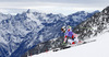 Kathrin Zettel of Austria skiing in first run of women giant slalom race of Audi FIS Alpine skiing World cup in Soelden, Austria. First race of Audi FIS Alpine skiing World cup season 2014-2015, was held on Saturday, 25th of October 2014 on Rettenbach glacier above Soelden, Austria
