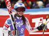 Tenth placed Tina Weirather of Liechtenstein reacts in finish of the second run of women giant slalom race of Audi FIS Alpine skiing World cup in Soelden, Austria. First race of Audi FIS Alpine skiing World cup season 2014-2015, was held on Saturday, 25th of October 2014 on Rettenbach glacier above Soelden, Austria
