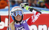 Third placed Eva-Maria Brem of Austria reacts in finish of the second run of women giant slalom race of Audi FIS Alpine skiing World cup in Soelden, Austria. First race of Audi FIS Alpine skiing World cup season 2014-2015, was held on Saturday, 25th of October 2014 on Rettenbach glacier above Soelden, Austria
