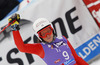 Fifth placed Federica Brignone of Italy reacts in finish of the second run of women giant slalom race of Audi FIS Alpine skiing World cup in Soelden, Austria. First race of Audi FIS Alpine skiing World cup season 2014-2015, was held on Saturday, 25th of October 2014 on Rettenbach glacier above Soelden, Austria
