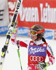 Winner Anna Fenninger of Austria reacts in finish of the second run of women giant slalom race of Audi FIS Alpine skiing World cup in Soelden, Austria. First race of Audi FIS Alpine skiing World cup season 2014-2015, was held on Saturday, 25th of October 2014 on Rettenbach glacier above Soelden, Austria
