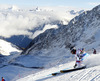 Victor Muffat-Jeandet of France skiing in first run of men giant slalom race of Audi FIS Alpine skiing World cup in Soelden, Austria. First race of Audi FIS Alpine skiing World cup season 2014-2015, was held on Sunday, 26th of October 2014 on Rettenbach glacier above Soelden, Austria
