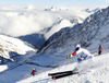 Carlo Janka of Switzerland skiing in first run of men giant slalom race of Audi FIS Alpine skiing World cup in Soelden, Austria. First race of Audi FIS Alpine skiing World cup season 2014-2015, was held on Sunday, 26th of October 2014 on Rettenbach glacier above Soelden, Austria
