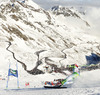  skiing in first run of men giant slalom race of Audi FIS Alpine skiing World cup in Soelden, Austria. First race of Audi FIS Alpine skiing World cup season 2014-2015, was held on Sunday, 26th of October 2014 on Rettenbach glacier above Soelden, Austria
