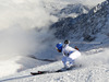 Calle Lindh of Sweden skiing in first run of men giant slalom race of Audi FIS Alpine skiing World cup in Soelden, Austria. First race of Audi FIS Alpine skiing World cup season 2014-2015, was held on Sunday, 26th of October 2014 on Rettenbach glacier above Soelden, Austria
