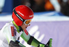 Zan Kranjec of Slovenia reacts in finish of the second run of men giant slalom race of Audi FIS Alpine skiing World cup in Soelden, Austria. First race of Audi FIS Alpine skiing World cup season 2014-2015, was held on Sunday, 26th of October 2014 on Rettenbach glacier above Soelden, Austria
