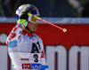 Third placed Alexis Pinturault of France reacts in finish of the second run of men giant slalom race of Audi FIS Alpine skiing World cup in Soelden, Austria. First race of Audi FIS Alpine skiing World cup season 2014-2015, was held on Sunday, 26th of October 2014 on Rettenbach glacier above Soelden, Austria
