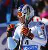 Second placed Fritz Dopfer of Germany reacts in finish of the second run of men giant slalom race of Audi FIS Alpine skiing World cup in Soelden, Austria. First race of Audi FIS Alpine skiing World cup season 2014-2015, was held on Sunday, 26th of October 2014 on Rettenbach glacier above Soelden, Austria
