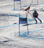 Winner Marcel Hirscher of Austria skiing in the second run of men giant slalom race of Audi FIS Alpine skiing World cup in Soelden, Austria. First race of Audi FIS Alpine skiing World cup season 2014-2015, was held on Sunday, 26th of October 2014 on Rettenbach glacier above Soelden, Austria
