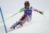 Kathrin Zettel of Austria in action during 1st run of ladies Slalom of FIS ski alpine world cup at the Levi Black in Levi, Finland on 2014/11/15.
