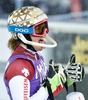 Michelle Gisin of Switzerland reacts after her 2st run of ladies Slalom of FIS ski alpine world cup at the Levi Black in Levi, Finland on 2014/11/15. <br>  <br> 
