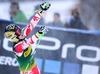 2nd placed Kathrin Zettel of Austria reacts after finish her 2nd run of ladies Giant Slalom of FIS Ski Alpine Worldcup at the Aspen Mountain Course in Aspen, Canada on 2014/11/29. 
