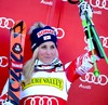 1st placed Eva-Maria Brem of Austria during winner presentation after ladies Giant Slalom of FIS Ski Alpine Worldcup at the Aspen Mountain Course in Aspen, Canada on 2014/11/29. 
