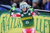 1st placed Eva-Maria Brem of Austria reacts after finish her 2nd run of ladies Giant Slalom of FIS Ski Alpine Worldcup at the Aspen Mountain Course in Aspen, Canada on 2014/11/29. 
