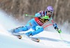 Tina Maze of Slovenia in action during 1st run of ladies Slalom of FIS Ski Alpine Worldcup at the Aspen Mountain Course in Aspen, Canada on 2014/11/30. 
