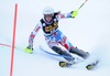 Nastasia Noens of France in action during 1st run of ladies Slalom of FIS Ski Alpine Worldcup at the Aspen Mountain Course in Aspen, Canada on 2014/11/30. 
