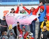 Fanclub of Nicole Hosp reacts during 2nd run of ladies Slalom of FIS Ski Alpine Worldcup at the Aspen Mountain Course in Aspen, United States on 2014/11/30.
