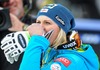 1st placed Nicole Hosp of Austria reacts during 2nd run of ladies Slalom of FIS Ski Alpine Worldcup at the Aspen Mountain Course in Aspen, United States on 2014/11/30.
