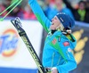 1st placed Nicole Hosp of Austria reacts during 2nd run of ladies Slalom of FIS Ski Alpine Worldcup at the Aspen Mountain Course in Aspen, United States on 2014/11/30.
