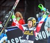 3rd placed Kathrin Zettel of Austria reacts during 2nd run of ladies Slalom of FIS Ski Alpine Worldcup at the Aspen Mountain Course in Aspen, United States on 2014/11/30.
