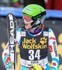 Taina Barioz of France reacts after her 2nd run of ladies Slalom of FIS Ski Alpine Worldcup at the Aspen Mountain Course in Aspen, United States on 2014/11/30. 
