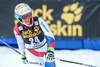 Michelle Gisin of Switzerland reacts after her 2nd run of ladies Slalom of FIS Ski Alpine Worldcup at the Aspen Mountain Course in Aspen, United States on 2014/11/30. 
