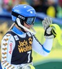 2nd placed Frida Hansdotter of Sweden reacts after her 2nd run of ladies Slalom of FIS Ski Alpine Worldcup at the Aspen Mountain Course in Aspen, United States on 2014/11/30. 
