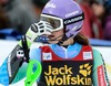 Tina Maze of Slovenia reacts after her 2nd run of ladies Slalom of FIS Ski Alpine Worldcup at the Aspen Mountain Course in Aspen, United States on 2014/11/30. 
