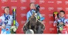 2nd placed Alexis Pinturault of France, 1st placed Ted Ligety of the USA, 3rd placed Marcel Hirscher of Austria during victory ceremony after mens Giant Slalom of FIS Ski World Cup at the Birds of Prey Course in Beaver Creek, United States on 2014/12/07.

