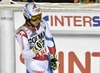 Gino Caviezel of Switzerland reacts after his of the men Giant Slalom of FIS Ski World Cup at Olympia Course in Are, Sweden on 2014/12/12.
