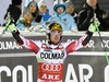 1st placed Marcel Hirscher of Austria reacts after his of the men Giant Slalom of FIS Ski World Cup at Olympia Course in Are, Sweden on 2014/12/12.
