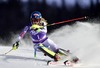 Mikaela Shiffrin of the USA in action during 1st run the women Slalom of FIS Ski World Cup at Olympia Course in Are, Sweden on 2014/12/13.
