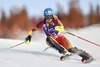 Erin Mielzynski of Canada in action during 1st run the women Slalom of FIS Ski World Cup at Olympia Course in Are, Sweden on 2014/12/13.
