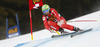 Second placed Dominik Paris of Italy skiing men super-g race of Audi FIS Alpine skiing World cup in Val Gardena, Italy. Men super-g race of Audi FIS Alpine skiing World cup season 2014-2015, was held on Saturday, 20th of December 2014 on famous Saslong course in Val Gardena, Italy.
